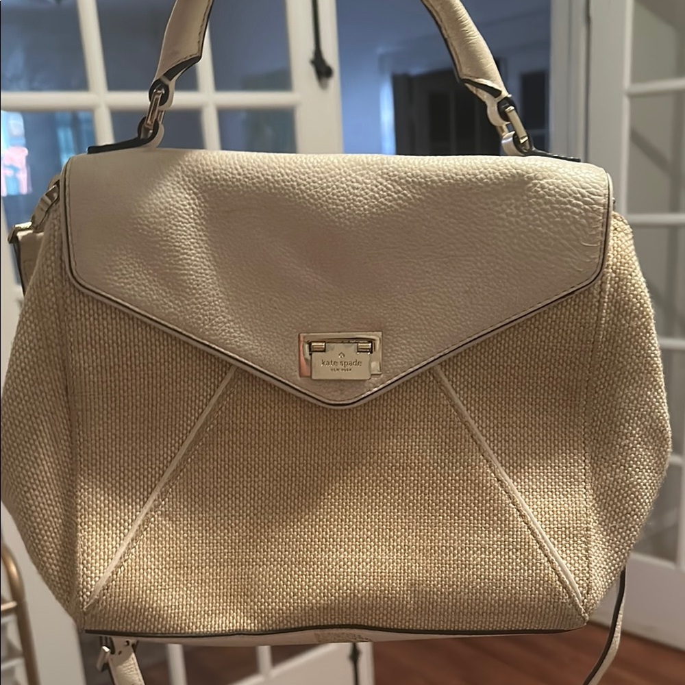 Kate Spade Cream and Tan Shoulder Bag with Modern Silhouette